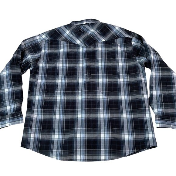 Coevals Club Men's Size XXL Gray Plaid Western Shirt Pearl Snaps Cowboy Rancher - Picture 5 of 5